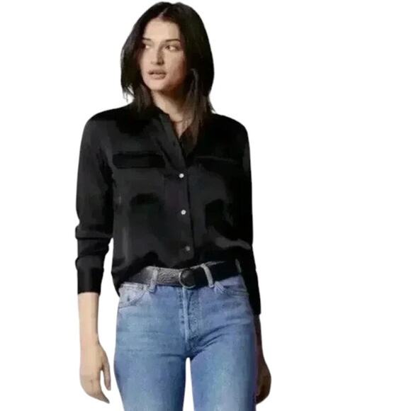 Equipment Black Button-Down Long Sleeve Blouse – Size XL – MSRP $230 - Picture 1 of 5
